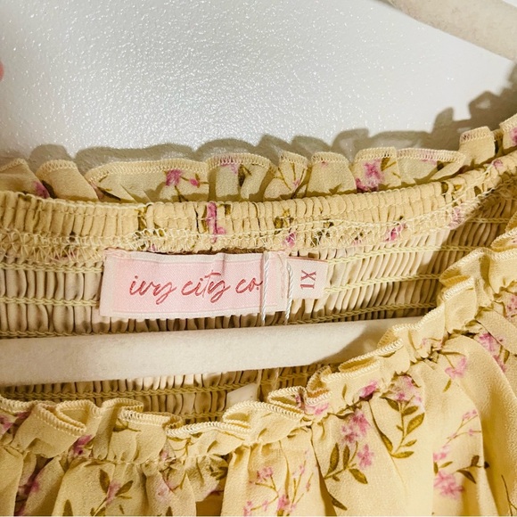 NWT Ivy City Co. Darla Yellow Floral Tiered Maxi Dress Bohemian Wedding Size 1X - Picture 6 of 9